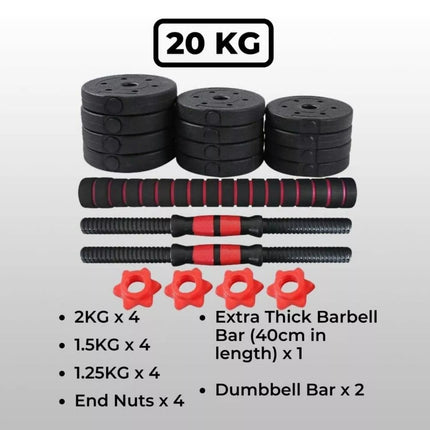 20kg Adjustable Dumbbell Set Barbell Set Home Gym Weights Exercise