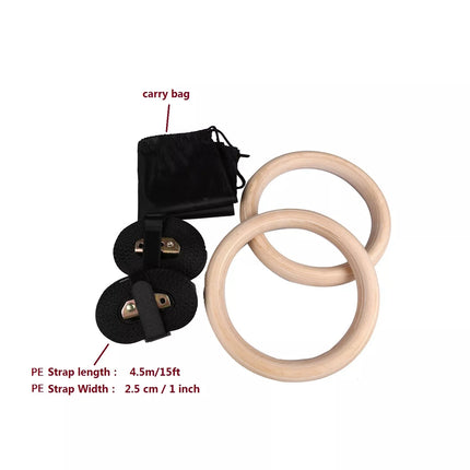 Wooden Gymnastic Olympic Rings Crossfit Gym Fitness Strength Training BS:600KG