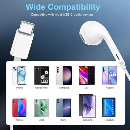 USB Type C Wired Headphones MIC Microphone Earphones For iPhone 15 16 iPad Au
