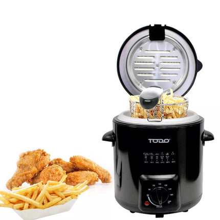 0.9L Deep Fryer Adjustable Thermostat Dial Black Stainless Steel Housing