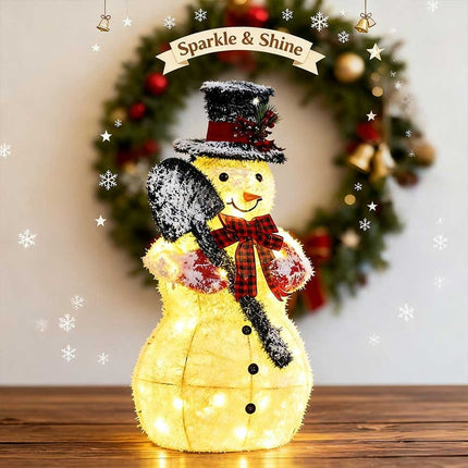 Solar powered Christmas Decoration Lights Snowman Metal Frame LED Light Iron