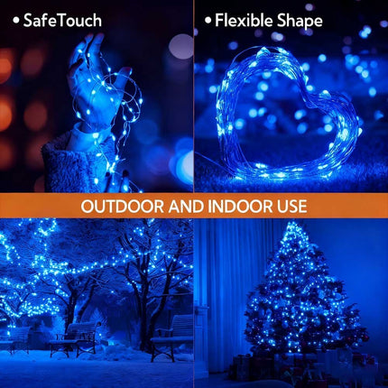 Solar Powered Christmas String Lights Waterproof LED Garden Light Blue