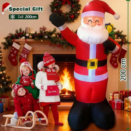 6.6ft Inflatable Santa Claus with LED Lighting Indoor Outdoor Christmas Party
