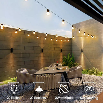 20M Connectable LED Festoon String Lights Xmas Wedding Party Patio Dimmable