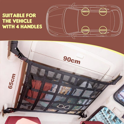2Pcs Universal Mesh Storage Bag Car Roof Ceiling  Net Pouch Pockets For SUV Van