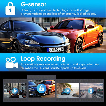 1080P Car Dash Cam Front and Inside Dash Camera Driving Recorder IR Night Vision