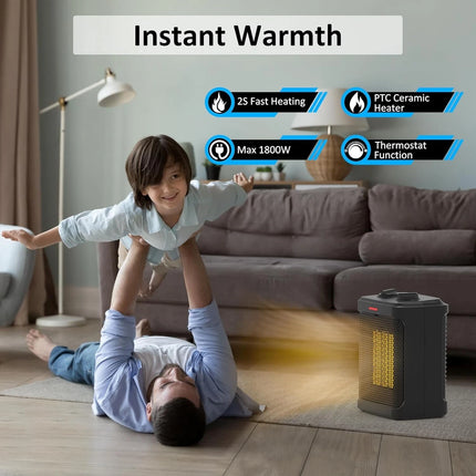 Ceramic Space Heater Mini Electric Portable with Handle- Ideal 1800W