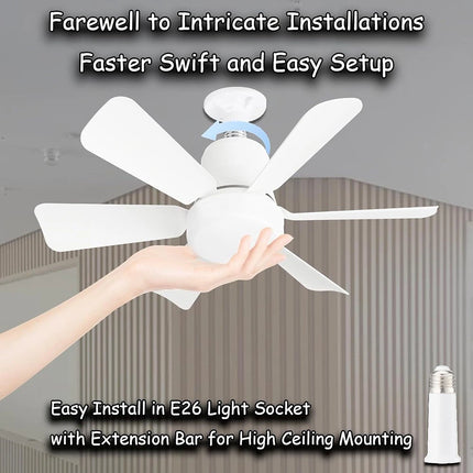 Socket Ceiling Fans with Lights and Remote- Socket Fan light with Dimmable Led
