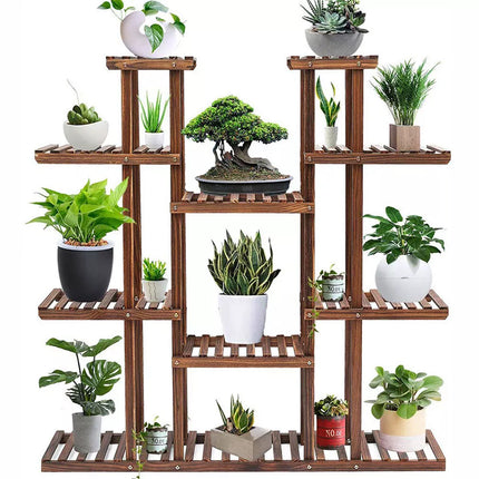 XL-Large 17 Pots Wood Plant Stand House Office Use Flower Pots Planter Shelf