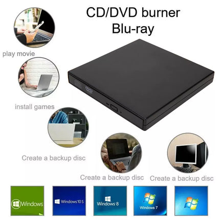 Portable Slim USB 2.0 External DVD Drive Reader Disc For Windows Laptop Burner