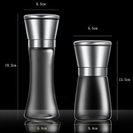 2x Stainless Steel Salt and Pepper Grinder Manual Ceramic Mills Glass Kitchen