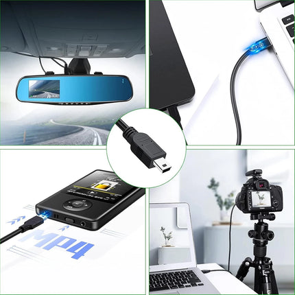 Black Premium USB to Mini USB Cable Mini-B 5Pin Data Sync Charging Charger Cord 1m