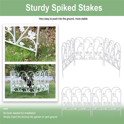 5Pcs Garden Fence Outdoor Coated Metal Landscape Wrought Iron Wire Border Folding