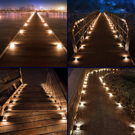 4X LED Solar Driveway Lights Outdoor Deck Step Pathway Road Dock  Light Yellow