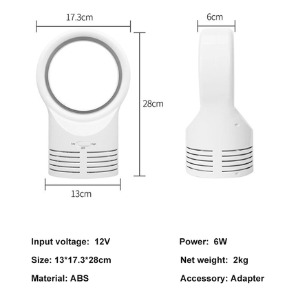 Noise-Free Bladeless Cooling Fan Quiet Gentle Breezes Safer Airflow 2 Gear