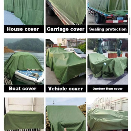 3 Size Army Heavy Duty Waterproof Canvas Tarp Tarpaulin Sun Blocked Dustproof