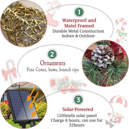 Solar-Powered Set of 2 Christmas Decoration Reindeer and Sleigh LED Yard Xmas