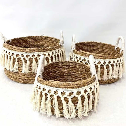 3 Piece Storage Basket Braided Changing Table Organiser Bathroom Kitchen Laundry