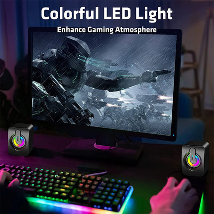 USB Wired Computer Speakers for Desktop PC Laptop Stereo LED RGB Light Soundbar