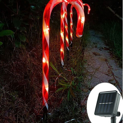 5x Solar Powered LED Christmas Sugar Candy Light Outdoor Garden Lamp Backyard