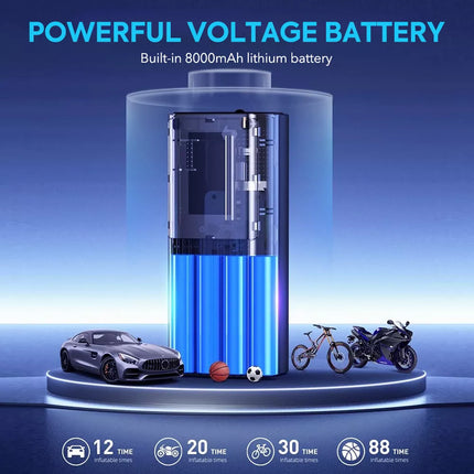 8000mAh Battery Rechargeable Portable 12V Car Tire Inflator Tyre Electric Pump