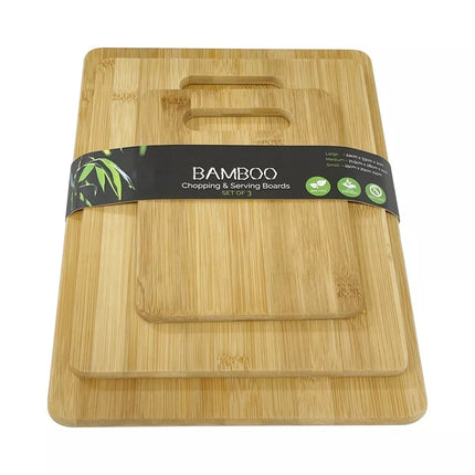 3pcs Bamboo Cutting Chopping Board Set Natural Kitchen Serving BPA Free Plate