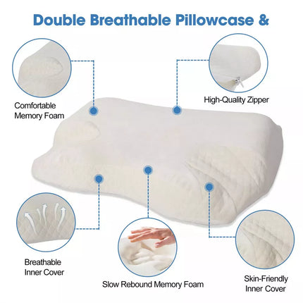 Contour Sleep Therapy Memory Foam Pillow Side Sleepers Removable Cover