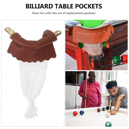 6X Pack Leather Pool Table Pockets W/ Net System Billiard Table Part Accessories