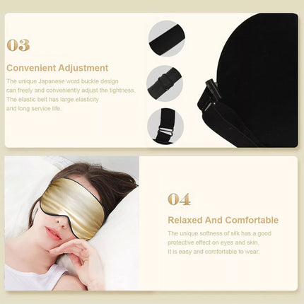 100% Pure Silk Sleeping Eye Mask Sleep Soft Blindfold Lights Out Travel Relax Golden