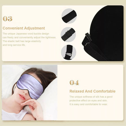 100% Pure Silk Sleeping Eye Mask Sleep Soft Blindfold Lights Out Travel Relax Purple