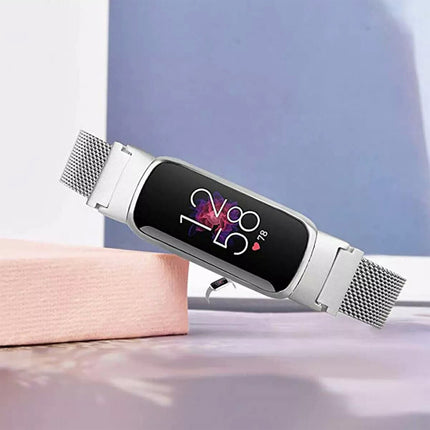 Silver Fitbit Luxe Band Replacement Magnetic Wristband Watch Soft Stainless Steel Strap