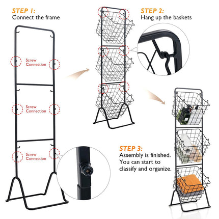 3-Tier Wire Fruit Basket Vegetable Snack Storage Stand Organizer Kitchen