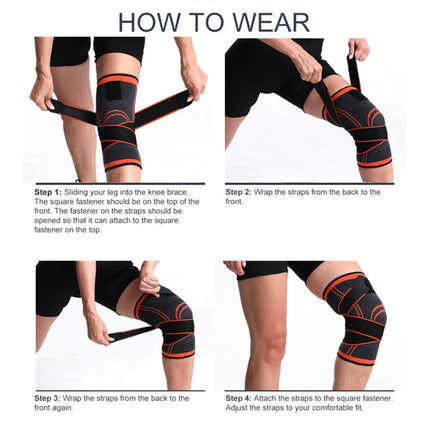 1Pcs Orange 3D Knee Leg Brace Support Compression Sleeve Breathable Sports Jogging Running