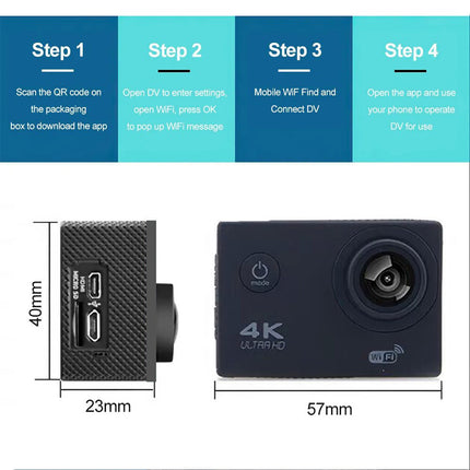4K 2'' Ultra HD 1080P Sport WiFi 16MP Cam Action Camera DV Video Recorder Go Pro