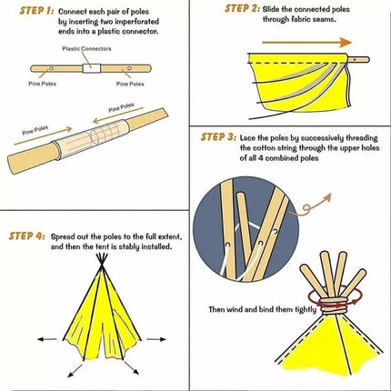 135cm Teepee Tent Kids Cotton Canvas Play House Boys Girls Gift Indoor With Dec Balls