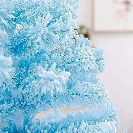 2.1m/1.8m/1.5m Flocked Christmas Tree Xmas Trees Decorations Blue With LED Light
