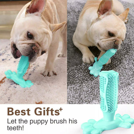 Teal L Size Pet Dog Chew Toy Teeth Cleaning Toothbrush