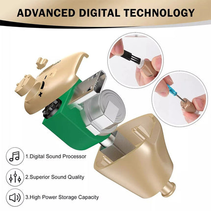 2Packs of Digital Invisible Hearing Aid In-Ear Enhancer Sound Voice Amplifier