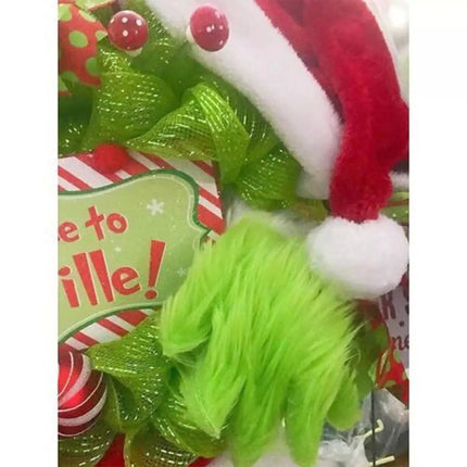 Christmas Grinch Outdoor Wreath Hanging Decor Party Supplies Props Ornament