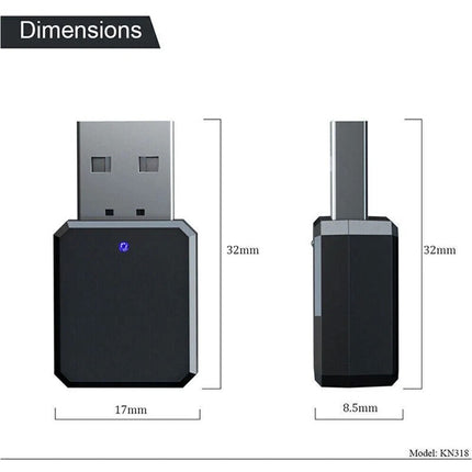 2in1 USB Bluetooth5.0 Transmitter Receiver Audio Adapter AUX 3.5mm TV PC Speaker