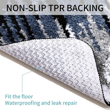 Black 3 Pcs Microfiber Bathroom Rug Shaggy Soft Non-Slip Absorbent Bath Mat Plush