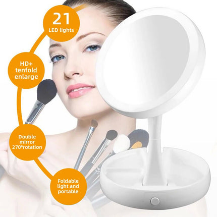 10X Magnifying Makeup Cosmetic Beauty Bathroom Mirror & LED Light 360° Rotation