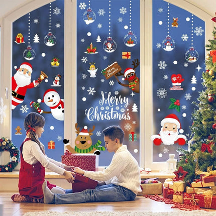 167PCS Christmas Window Clings Sticker 8 Sheets Childrens Decals Snowflake Santa