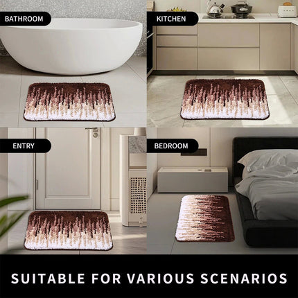Brown 3 Pcs Microfiber Bathroom Rug Shaggy Soft Non-Slip Absorbent Bath Mat Plush