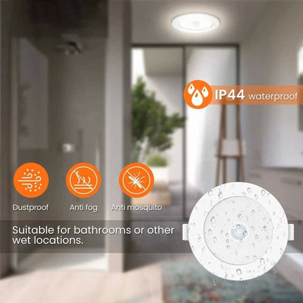 2Pcs IC-4 Rated Motion Sensor Downlight Tri-Colour 90mm Cut-out Garage Pir Balcony