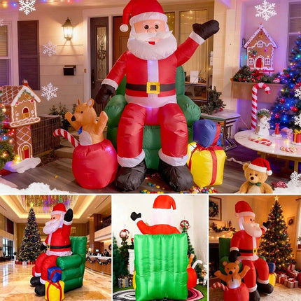 7.5ft Inflatable Santa Claus on Sofa with Gift Box Built-in LED Lights Christmas