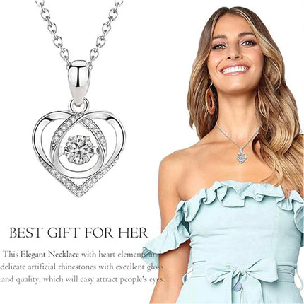 Crystal Silver Love Heart Necklace Chain Pendant Women Jewelry