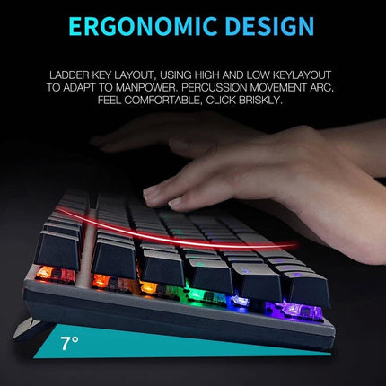 LED Gaming Mechanical Keyboard RGB Backlit USB Wired 104 Keys Blue Switch For PC