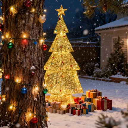 155cm iron made Christmas tree With LED Solar Powered Decorations Garden Lights