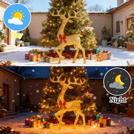 6ft Christmas Decoration Reindeer LED Lights Light up Solar Iron Frame Door De